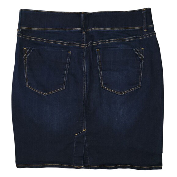 APT 9 Tummy Control Denim Pencil Skirt Sz 14 Dark Wash Stretch Pockets Back Slit - Picture 5 of 6